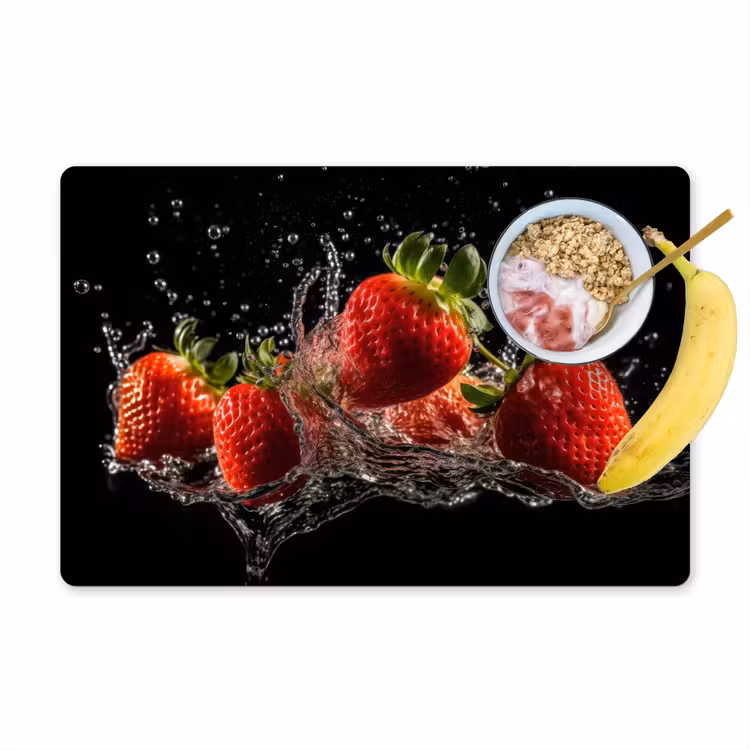 Tovaglietta in vinile - Fragole - Frutta - Rosso - Acqua - Nero — 1
