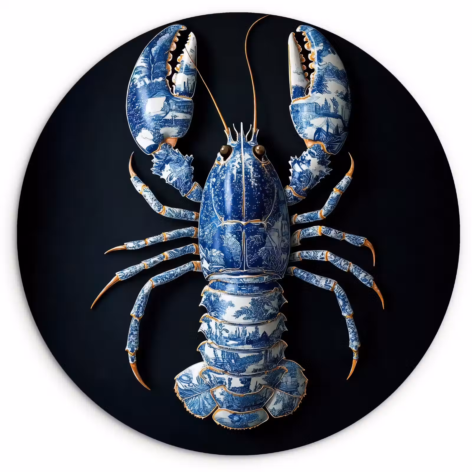 Quadro rotondo - Aragosta - Blu Delft - Scudo - Resistente — 1