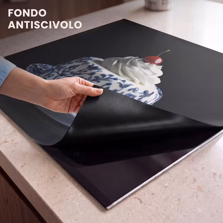 Protezione piano induzione - Torta - Panna montata - Ciliegia - Piatto - Blu Delft — 6