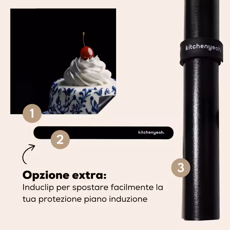 Protezione piano induzione - Torta - Panna montata - Ciliegia - Piatto - Blu Delft — 8