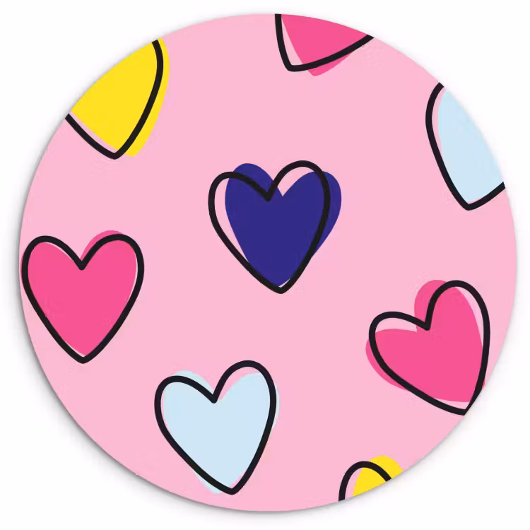 Quadro rotondo - Cuori - San Valentino - Motivo - Colorato — 1