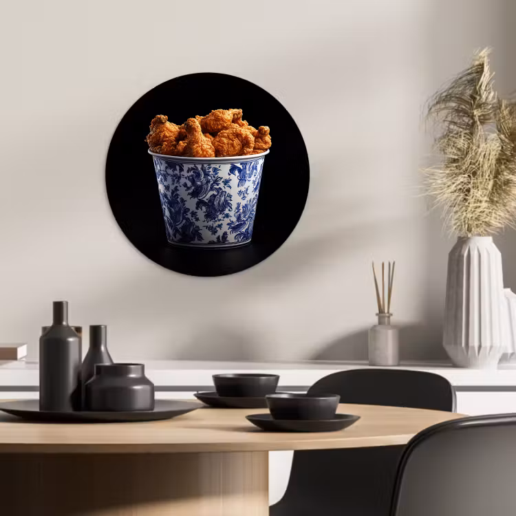 Quadro rotondo - Pollo - Secchio - Blu Delft - Gustoso — 3