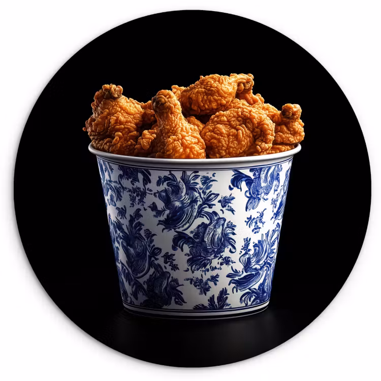 Quadro rotondo - Pollo - Secchio - Blu Delft - Gustoso — 4