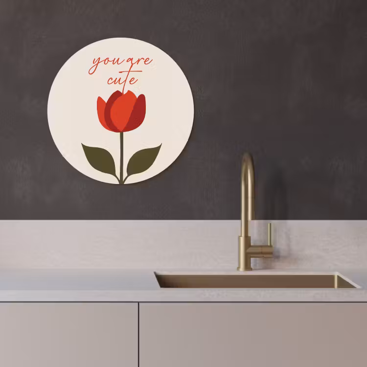 Quadro rotondo - Rosa - Rosso - Fiore - San Valentino — 4