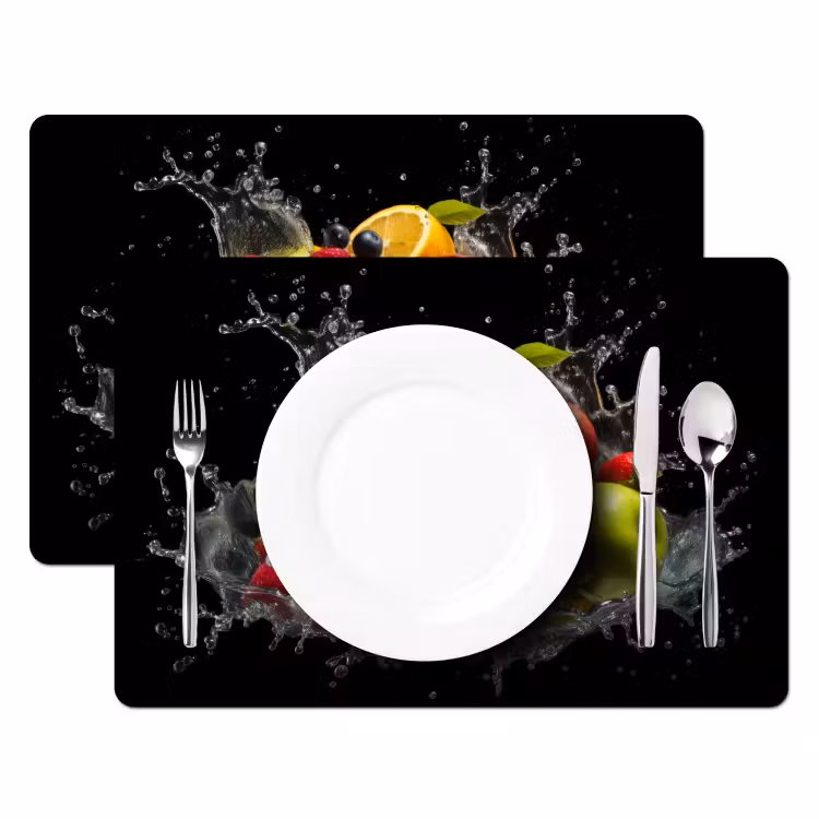 Tovaglietta in vinile - Frutta - Mela - Arancia - Frutti rossi - Acqua — 2