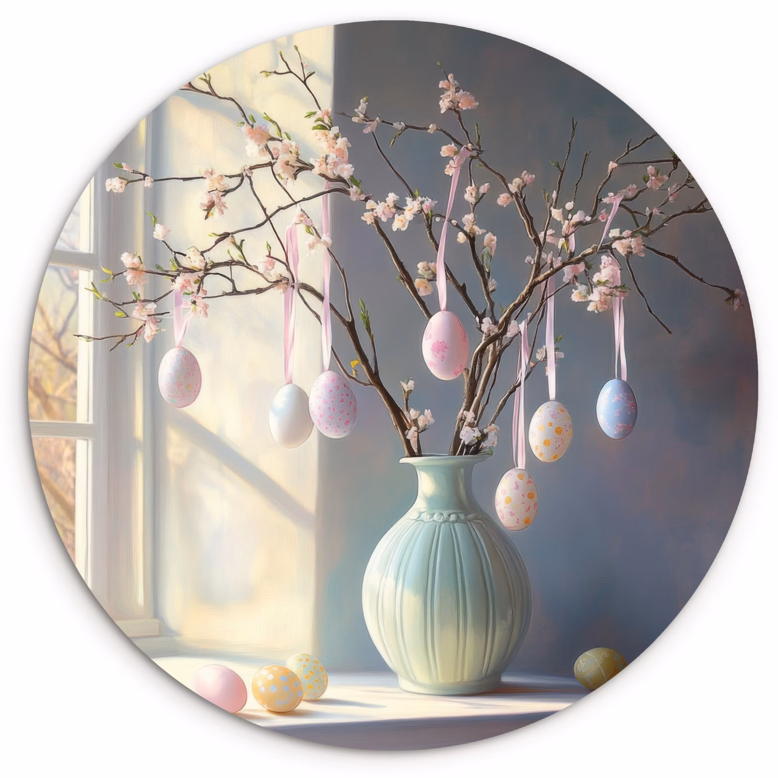 Quadro rotondo - still-life-vase-rami-1 — 1