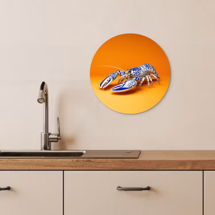 Quadro rotondo - Aragosta - Blu Delft - Scudo - Resistente - Arancione — 3