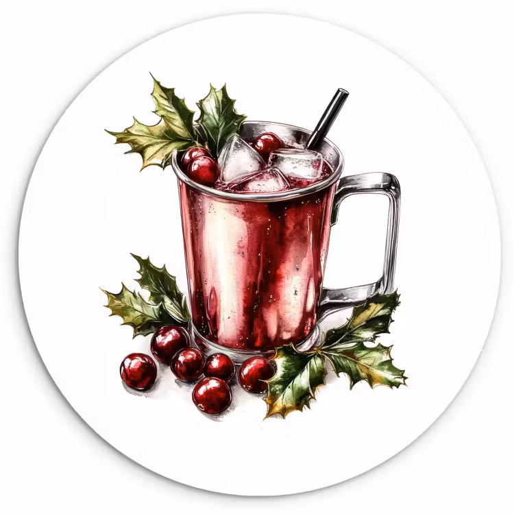 Quadro rotondo - Bevanda - Inverno - Cocktail - Rosso — 3