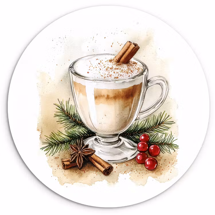 Quadro rotondo - Inverno - Caffè - Caldo - Decorazione — 1