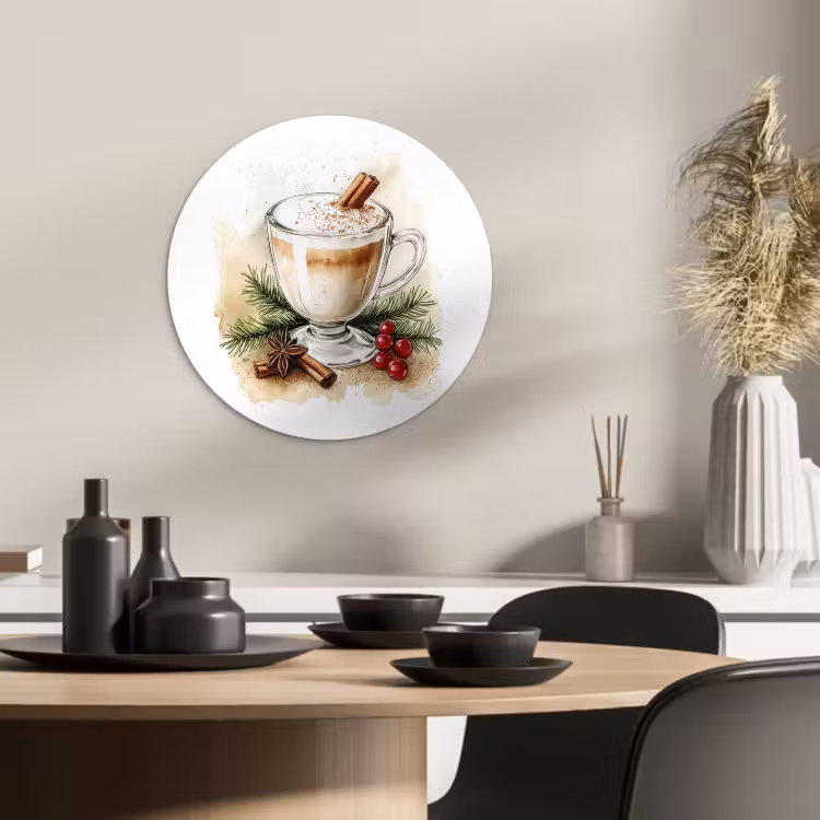 Quadro rotondo - Inverno - Caffè - Caldo - Decorazione — 2