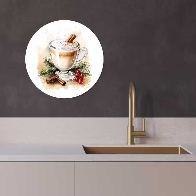 Quadro rotondo - Inverno - Caffè - Caldo - Decorazione — 4