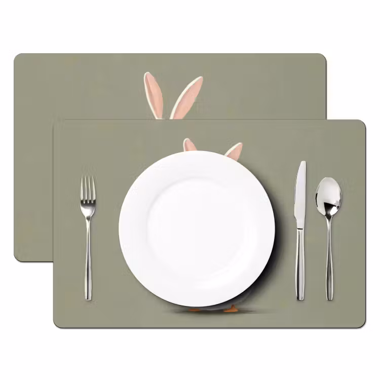 Tovaglietta – 6 pezzi - Anatra - Orecchie di coniglio - Grigio — 2