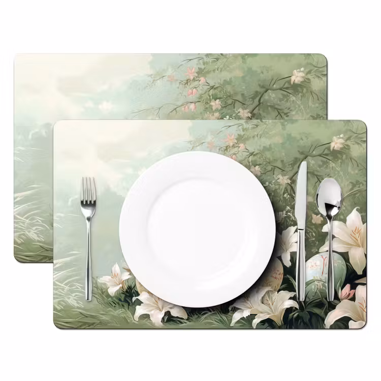 Tovaglietta – 6 pezzi - Uova di Pasqua - Tinte pastello - Fiori — 2