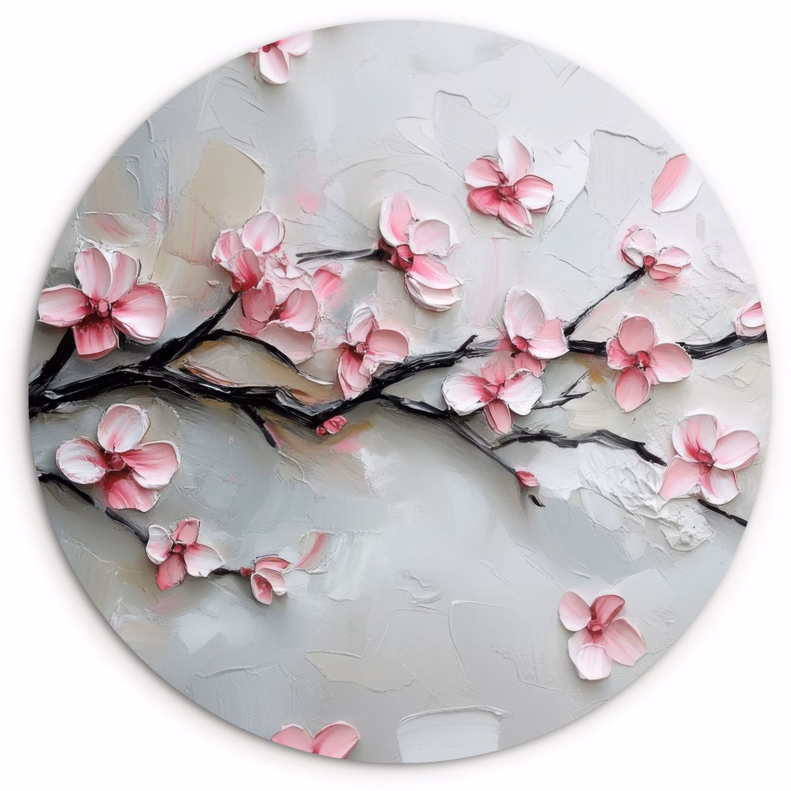 Quadro rotondo - Fiore - Artistico - Rosa - Sakura — 1