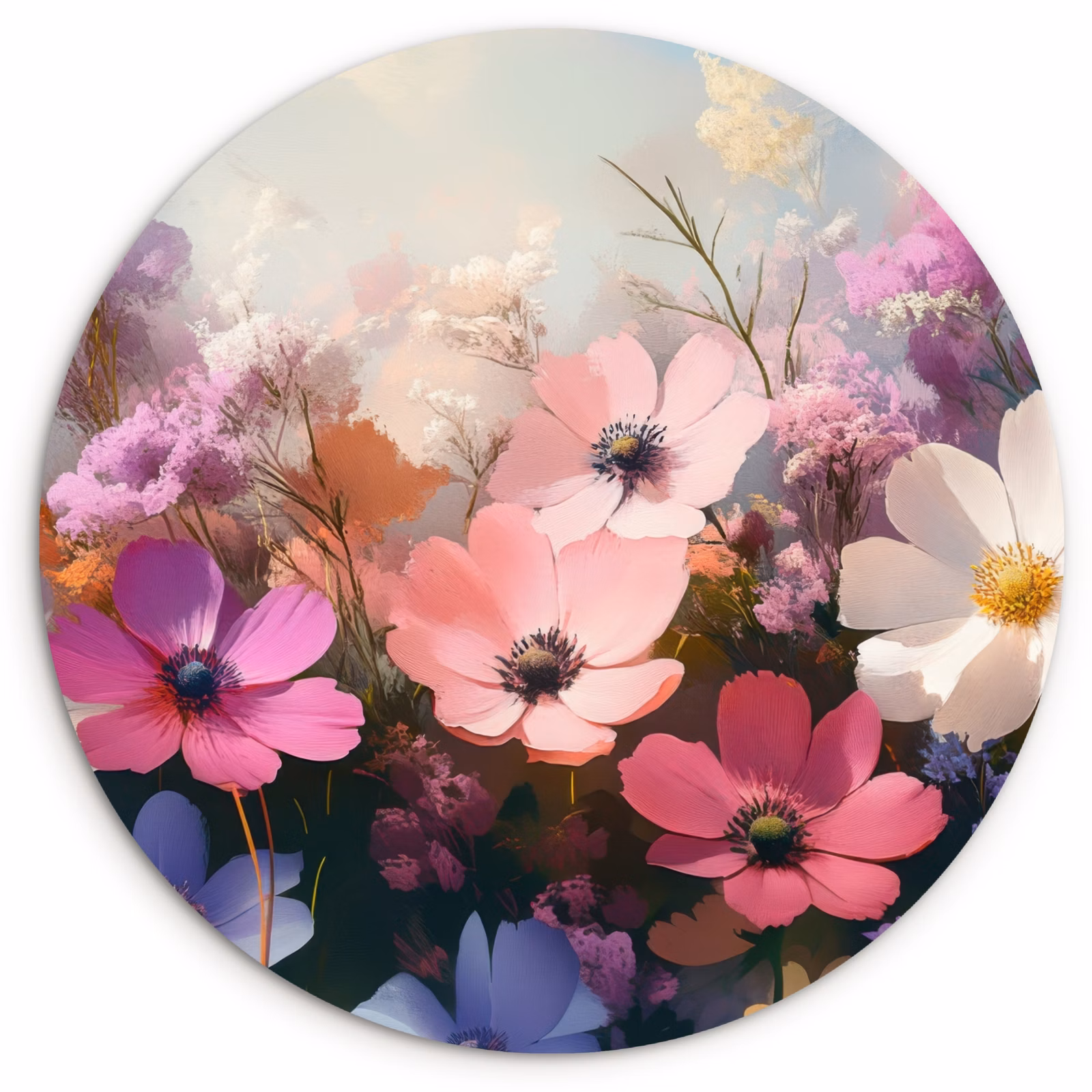 Quadro rotondo - Fiori - Colorati - In fiore — 1