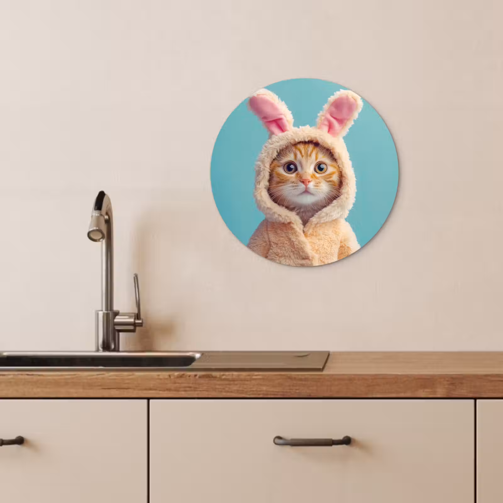 Quadro rotondo - Coniglietto di Pasqua - Gatto - Costume — 1