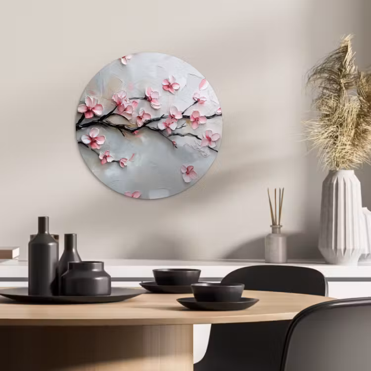 Quadro rotondo - Fiore - Artistico - Rosa - Sakura — 3