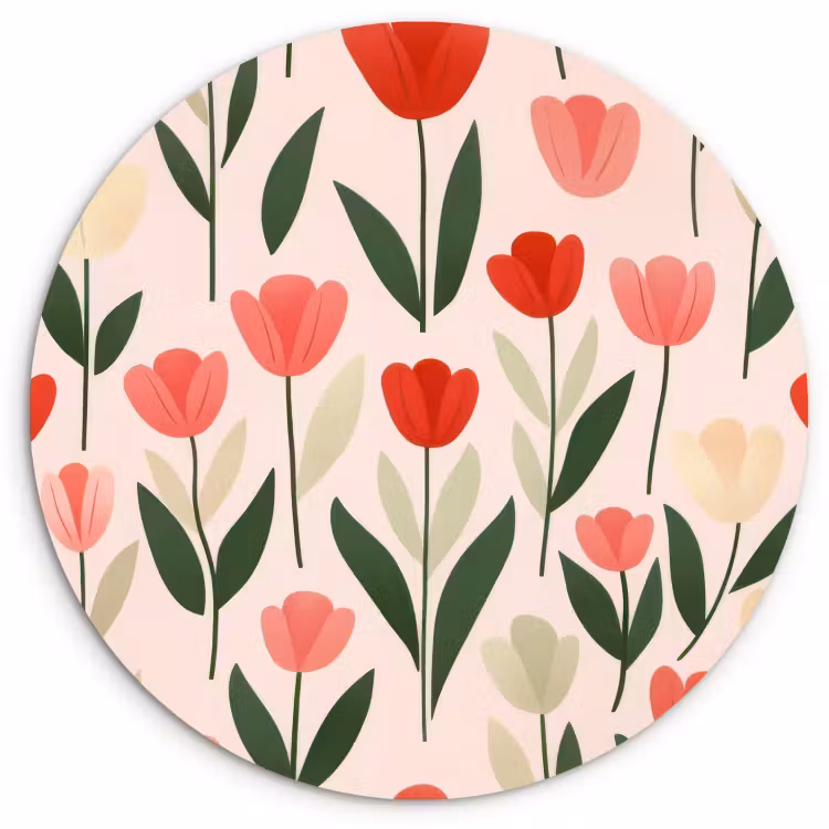 Quadro rotondo - Tulipani - Moderni - Rosa — 1
