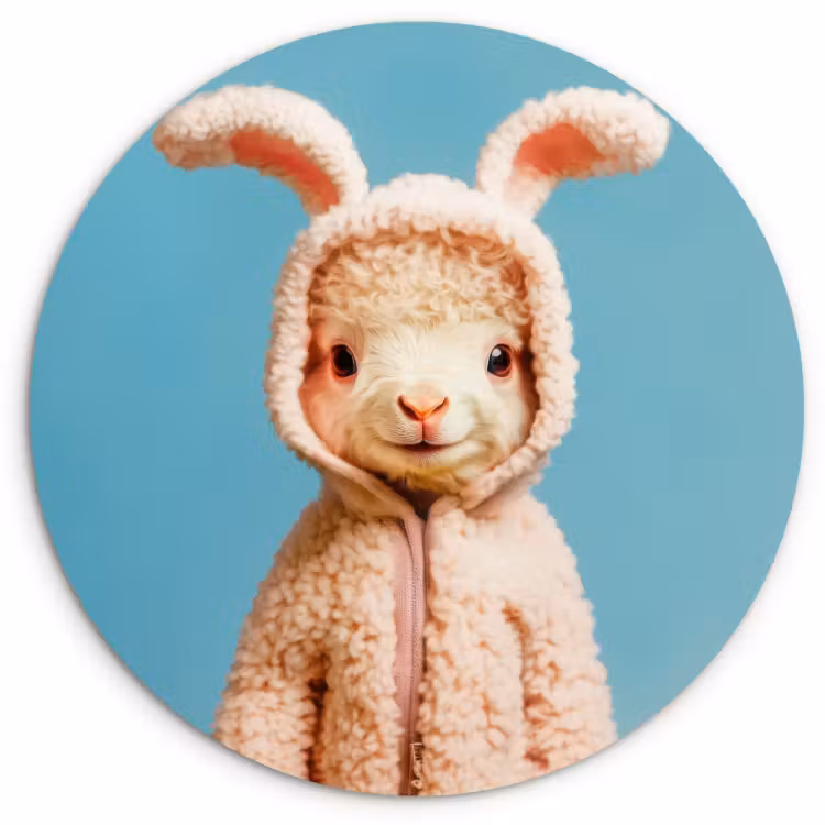 Quadro rotondo - Agnello - Coniglietto di Pasqua - Costume — 3