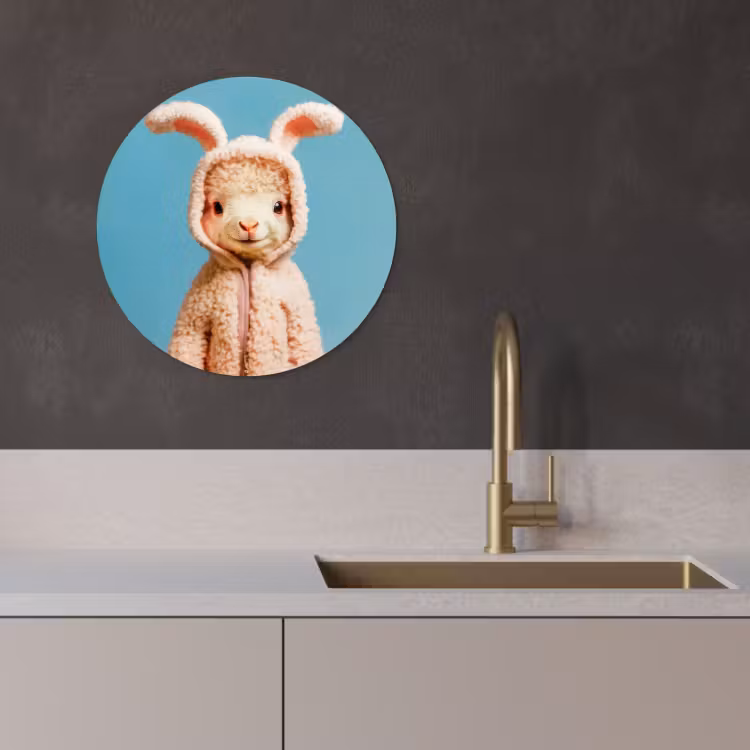 Quadro rotondo - Agnello - Coniglietto di Pasqua - Costume — 4