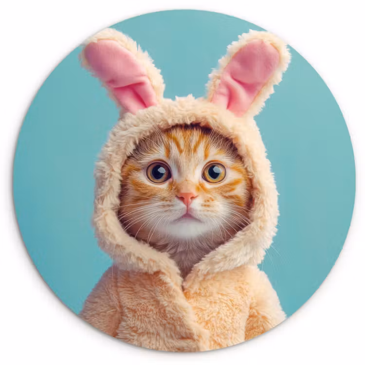 Quadro rotondo - Coniglietto di Pasqua - Gatto - Costume — 3