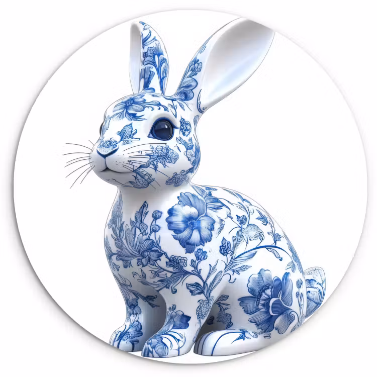 Quadro rotondo - delft-blue-hare — 1