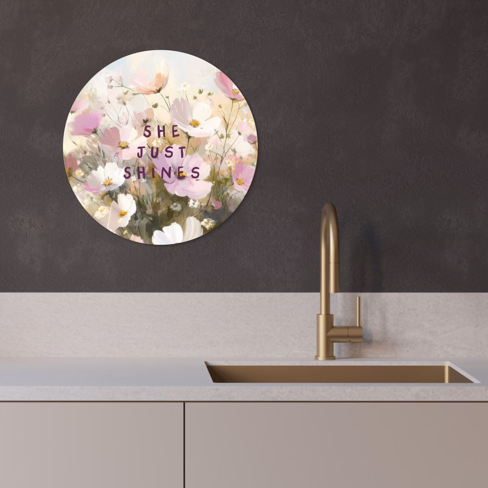 Quadro rotondo - Citazione - Fiori - Pittoresco — 1