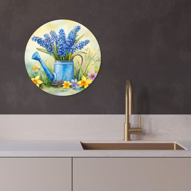 Quadro rotondo - Annaffiatoio - Lavanda - Fiori — 1