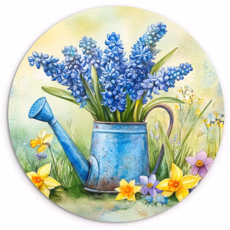Quadro rotondo - Annaffiatoio - Lavanda - Fiori — 4
