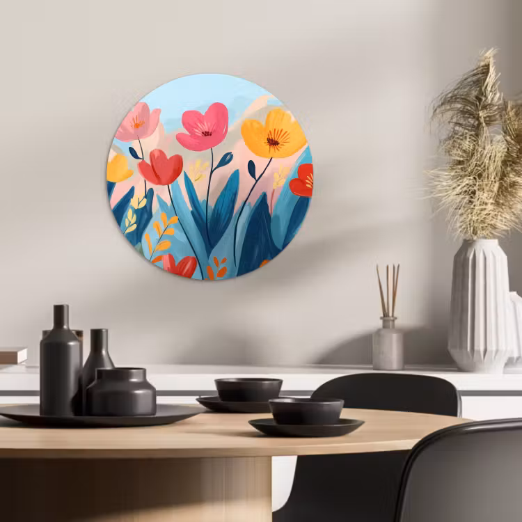 Quadro rotondo - Illustrazione - Fiori - Colorati — 3
