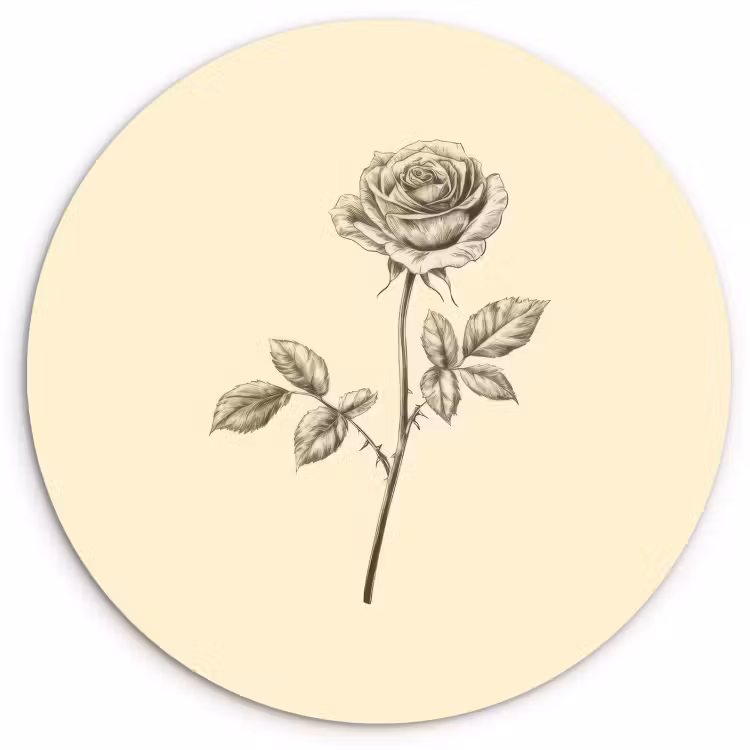 Quadro rotondo - Illustrazione - Nero - Rosa — 1