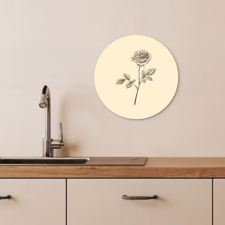 Quadro rotondo - Illustrazione - Nero - Rosa — 2