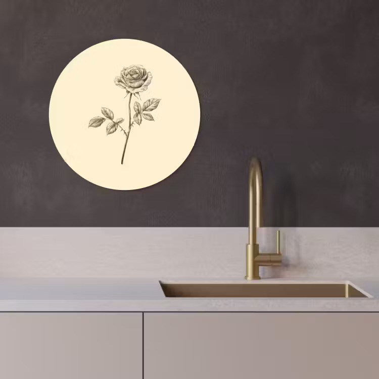 Quadro rotondo - Illustrazione - Nero - Rosa — 3