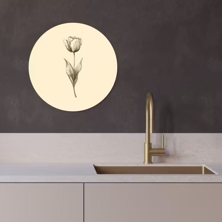 Quadro rotondo - Illustrazione - Tulipano - Nero — 2