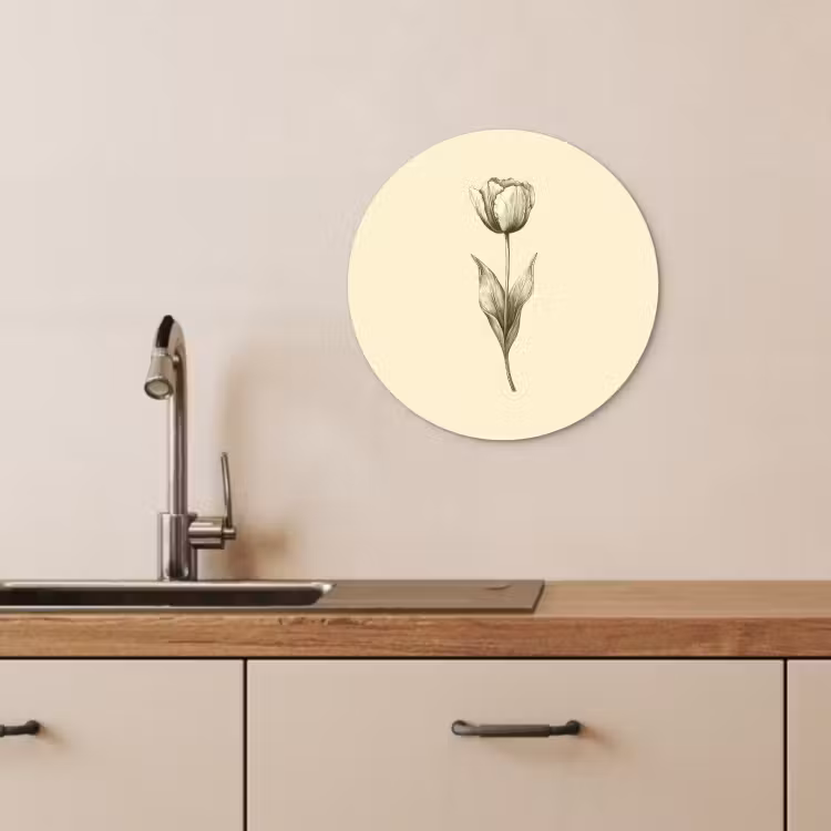 Quadro rotondo - Illustrazione - Tulipano - Nero — 3