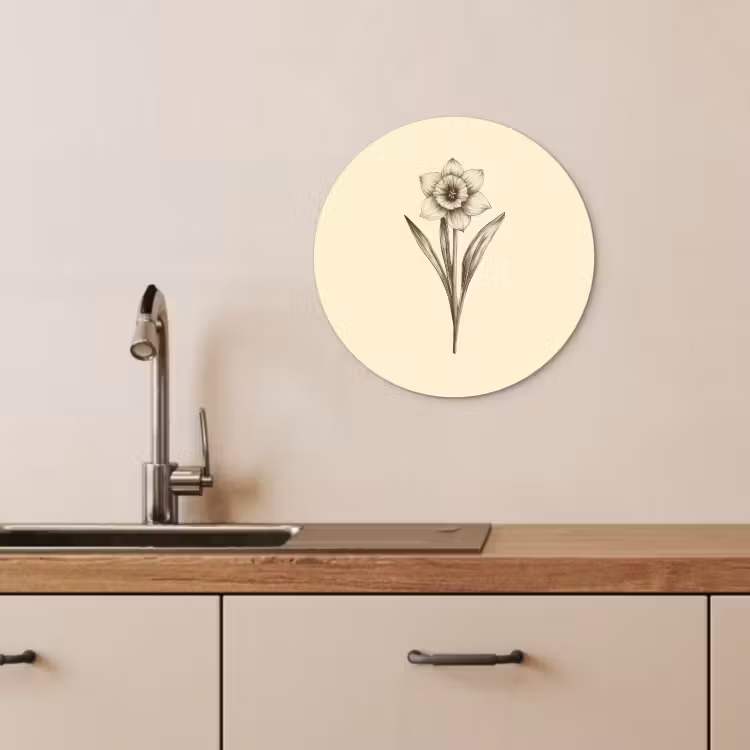 Quadro rotondo - Nero - Narciso - Illustrazione — 3