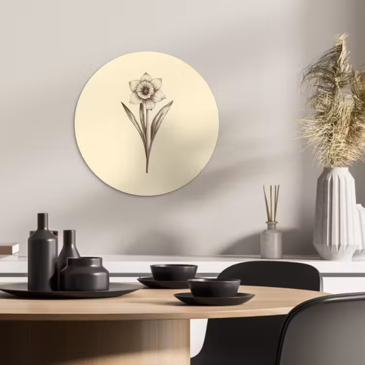 Quadro rotondo - Nero - Narciso - Illustrazione — 4