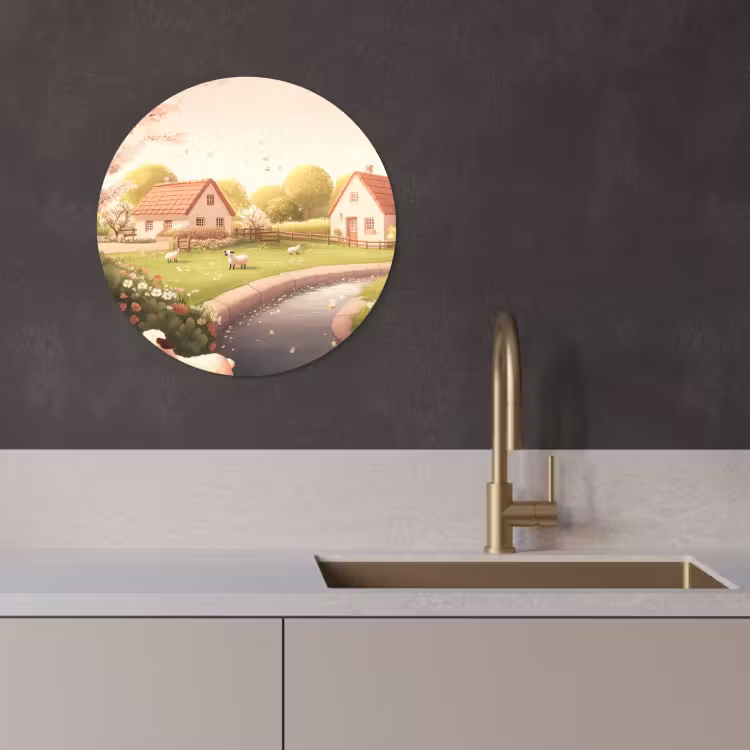 Quadro rotondo - Pecora - cottage - campagna — 2