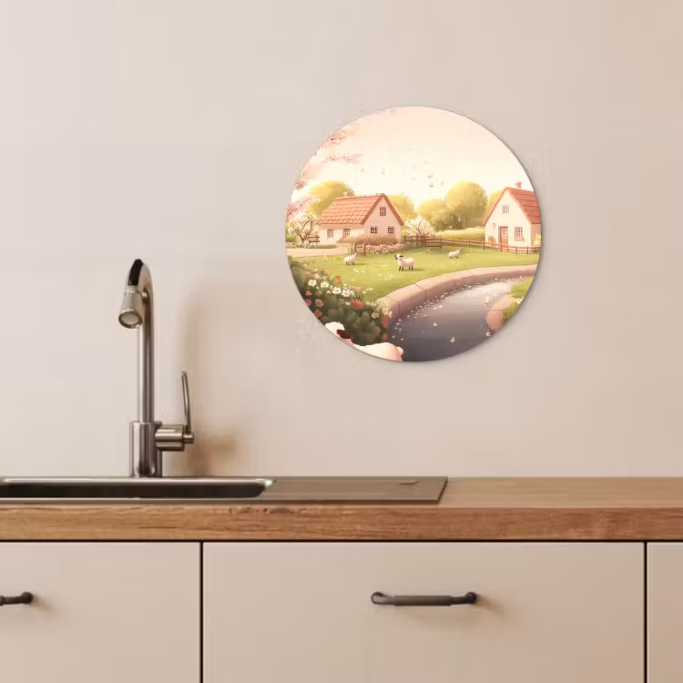 Quadro rotondo - Pecora - cottage - campagna — 4
