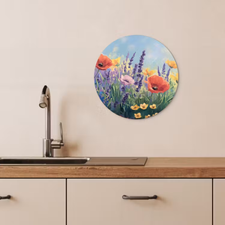 Quadro rotondo - Prato - Fiori - Colorato — 2