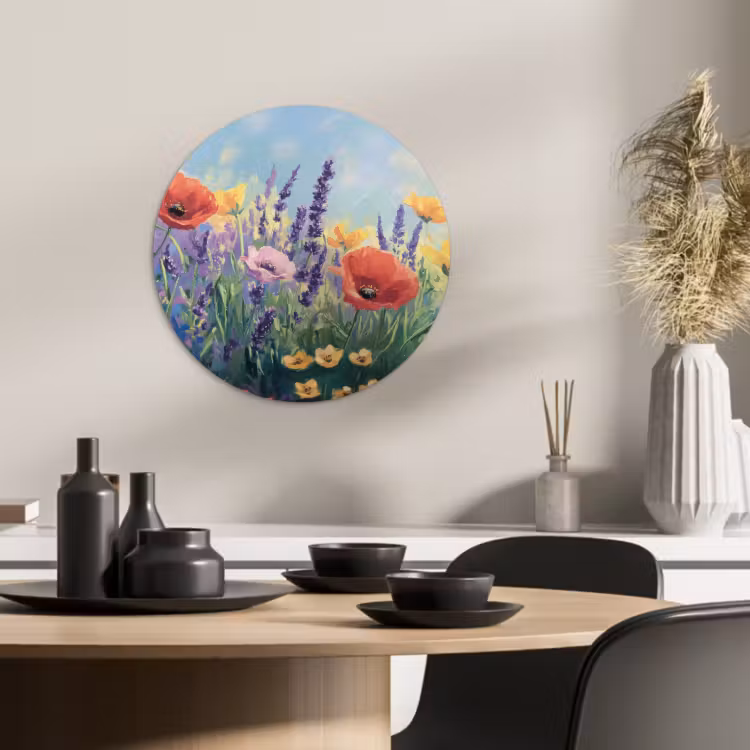 Quadro rotondo - Prato - Fiori - Colorato — 4
