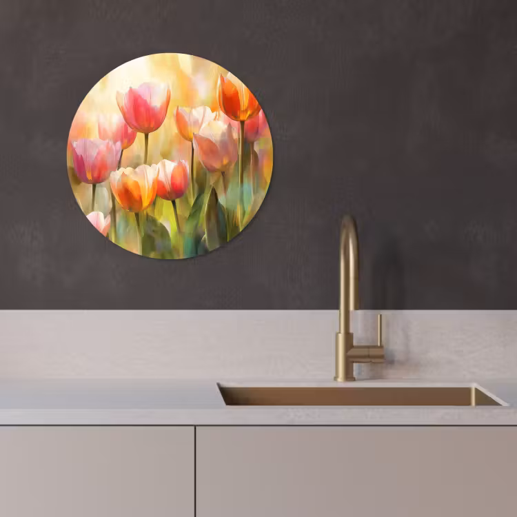 Quadro rotondo - Tulipani - Fiabesco - Colorato — 1