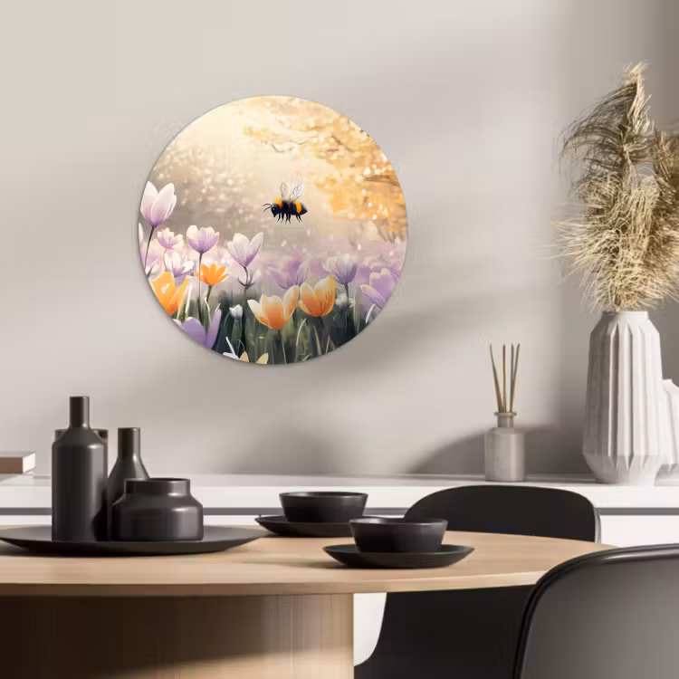 Quadro rotondo - Violette - ape - luce del sole — 1