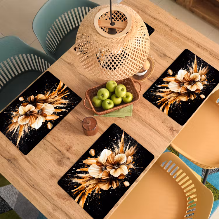 Tovagliette - Fiori - Oro - Graffiti - Nero - Astratto — 3