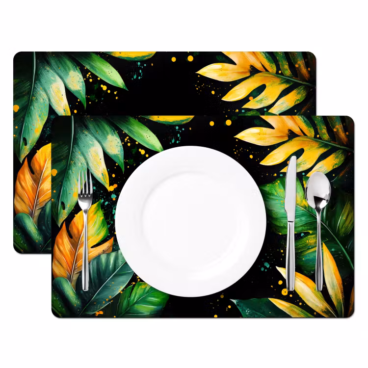 Tovagliette - Foglie - Verde - Giallo - Vernice - Giungla — 2