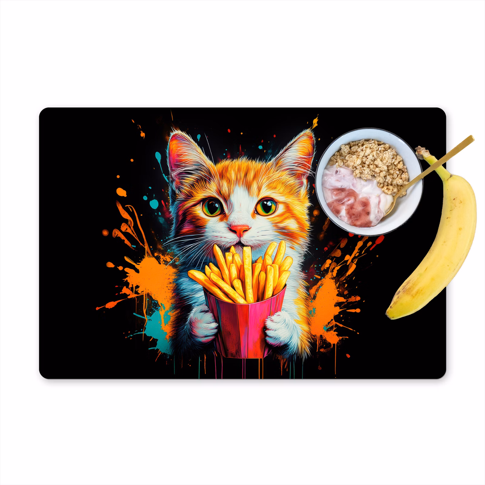 Tovagliette - Gatto - Cibo - Patatine - Graffiti - Astratto — 1