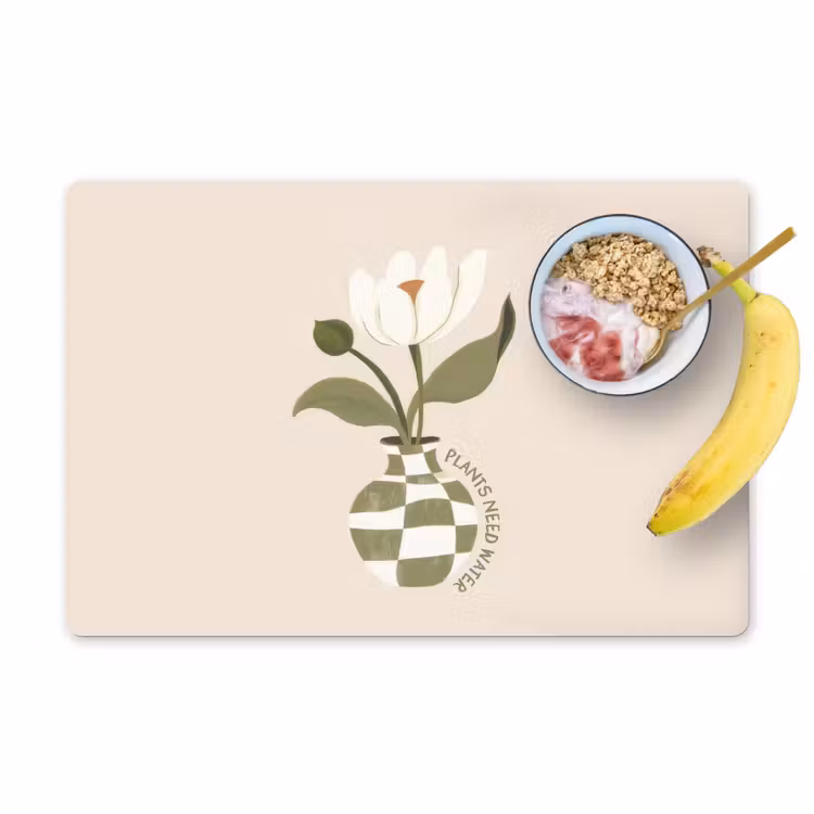 Tovaglietta in vinile - Fiore - Bianco - Vaso - Citazione — 1