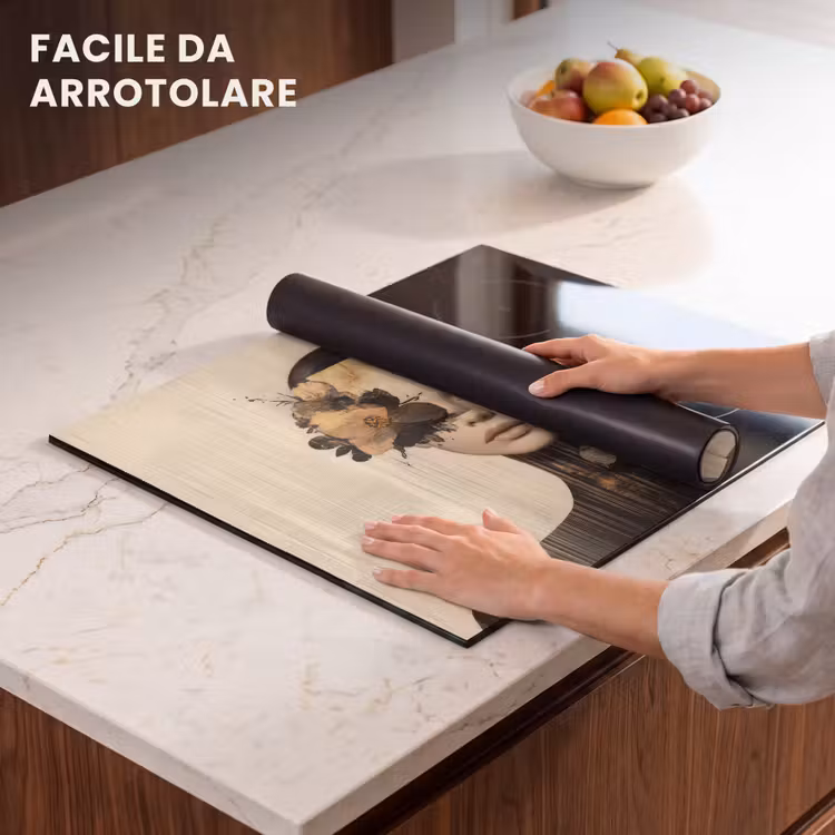 Protezione piano induzione - Viso - Fiori - Nero - Donna — 7