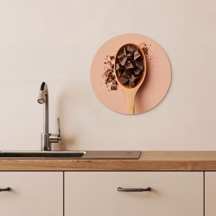 Quadro rotondo - Cioccolato - Legno - Cucchiaio — 3