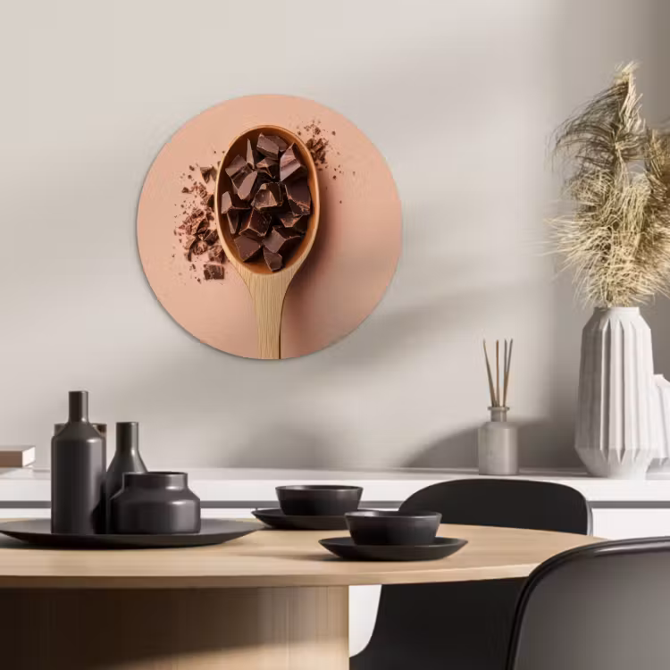 Quadro rotondo - Cioccolato - Legno - Cucchiaio — 4